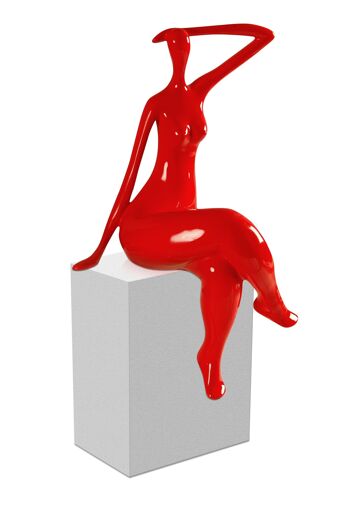 ADM - Sculpture résine 'Waiting small' - Couleur rouge - 38 x 21 x 17 cm 6