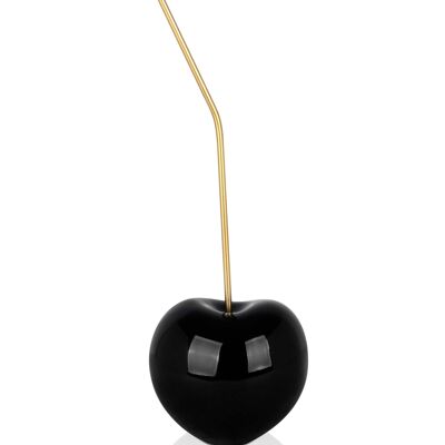 ADM - Escultura de resina 'Cereza pequeña' - Color negro - 44 x 14 x 12 cm