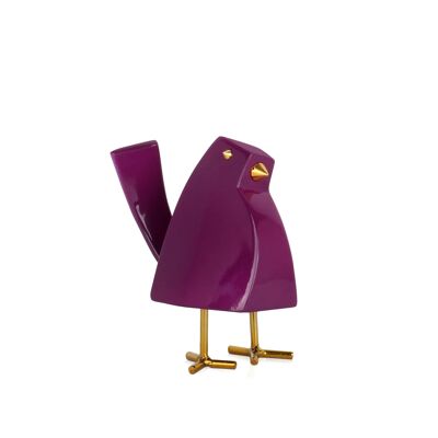 ADM - Harzskulptur 'Purple Bird' - Lila Farbe - 14 x 8 x 12 cm