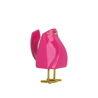 ADM - Scultura in resina 'Uccellino magenta' - Colore Fuxia - 14 x 8 x 11 cm