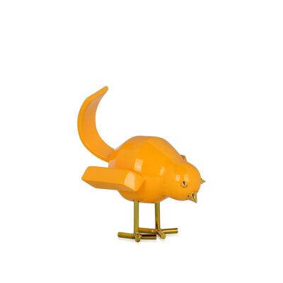 ADM - Escultura de resina 'Pájaro amarillo' - Color amarillo - 14 x 11 x 14 cm