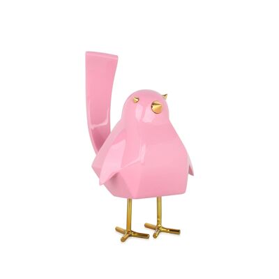 ADM - Scultura in resina 'Uccellino' - Colore Rosa - 18 x 11 x 13 cm