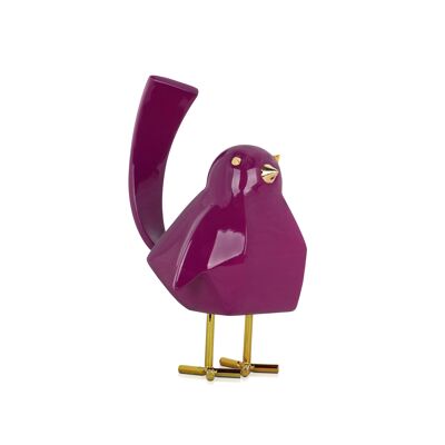 ADM - 'Purple Bird' Harzskulptur - Lila Farbe - 18 x 11 x 13 cm