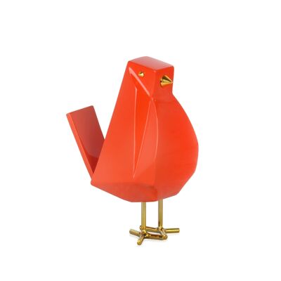 ADM - Sculpture résine 'Oiseau orange' - Couleur orange - 18 x 7 x 13 cm