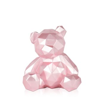 ADM - Sculpture résine 'Petit ours à facettes' - Couleur rose - 20 x 18 x 16 cm 5