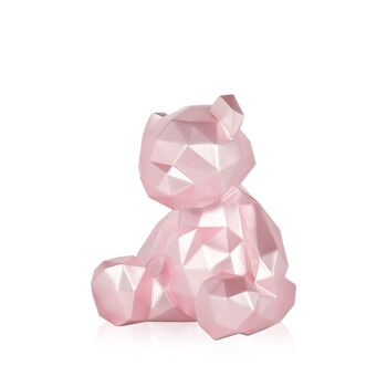 ADM - Sculpture résine 'Petit ours à facettes' - Couleur rose - 20 x 18 x 16 cm 7