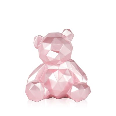 ADM - Resin sculpture 'Small faceted bear' - Pink color - 20 x 18 x 16 cm