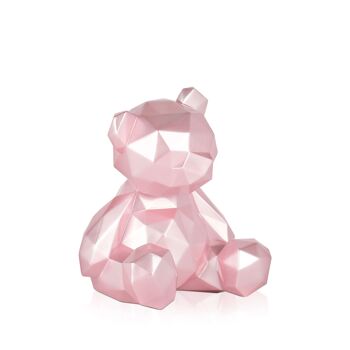 ADM - Sculpture résine 'Petit ours à facettes' - Couleur rose - 20 x 18 x 16 cm 2