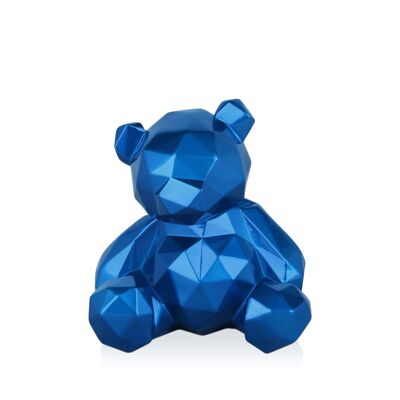 ADM - Sculpture en résine 'Petit ours à facettes' - Coloris Bleu - 20 x 18 x 16 cm