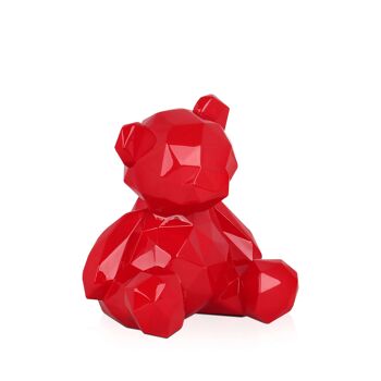 ADM - Sculpture résine 'Petit ours à facettes' - Couleur rouge - 20 x 18 x 16 cm 2