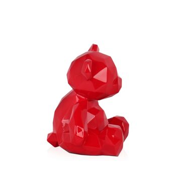 ADM - Sculpture résine 'Petit ours à facettes' - Couleur rouge - 20 x 18 x 16 cm 3