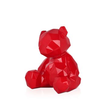 ADM - Sculpture résine 'Petit ours à facettes' - Couleur rouge - 20 x 18 x 16 cm 4