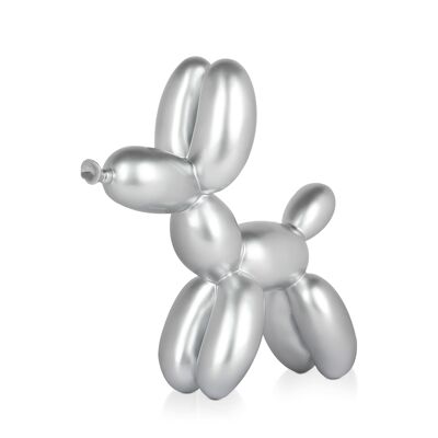 ADM - Escultura de resina 'Pequeño perro globo' - Color plata - 27 x 26 x 9,5 cm