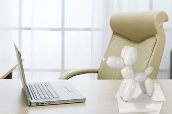 ADM - Sculpture en résine 'Petit chien ballon' - Couleur blanche - 27 x 26 x 9,5 cm 4