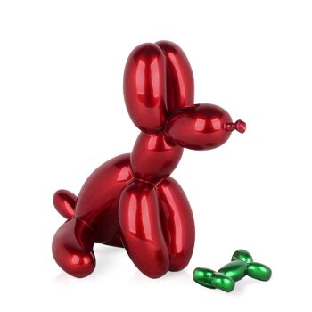 ADM - Sculpture en résine 'Petit chien ballon assis' - Couleur rouge - 28 x 18 x 30 cm 5