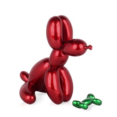 ADM - Escultura de resina 'Pequeño perro globo sentado' - Color rojo - 28 x 18 x 30 cm