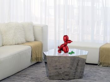 ADM - Sculpture en résine 'Petit chien ballon assis' - Couleur rouge - 28 x 18 x 30 cm 4