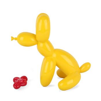 ADM - Sculpture résine 'Petit chien ballon assis' - Couleur jaune - 28 x 18 x 30 cm 7