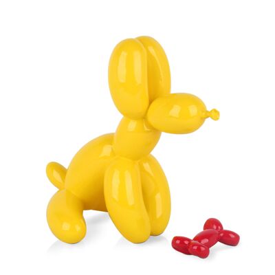 ADM - Sculpture en résine 'Petit chien ballon assis' - Coloris jaune - 28 x 18 x 30 cm