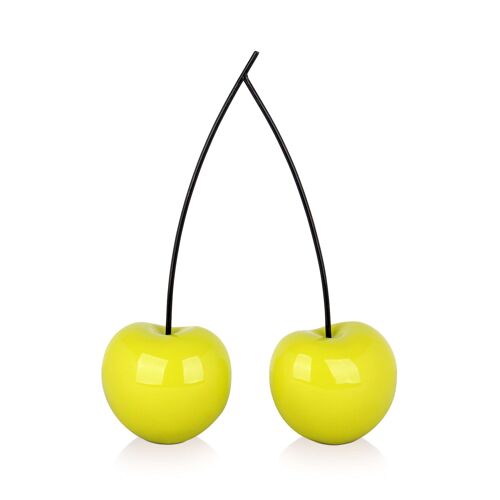 ADM - Scultura in resina 'Ciliegie doppie piccole' - Colore Giallo - 43 x 29 x 11 cm