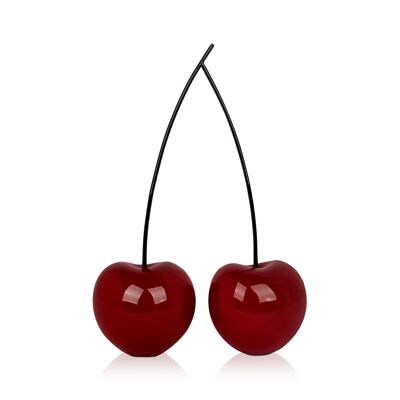 ADM - Sculpture en résine 'Petites cerises doubles' - Couleur Bordeaux - 43 x 29 x 11 cm