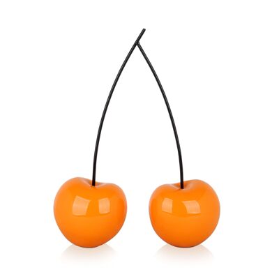 ADM - Sculpture résine 'Petites cerises doubles' - Couleur orange - 43 x 29 x 11 cm