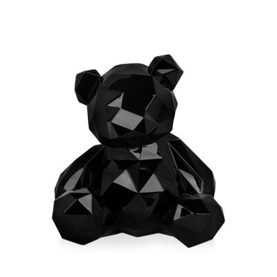 ADM - Sculpture en résine 'Ours à facettes' - Couleur noire - 30 x 28 x 23 cm
