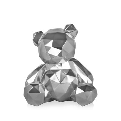 ADM - Resin sculpture 'Faceted bear' - Silver color - 30 x 28 x 23 cm