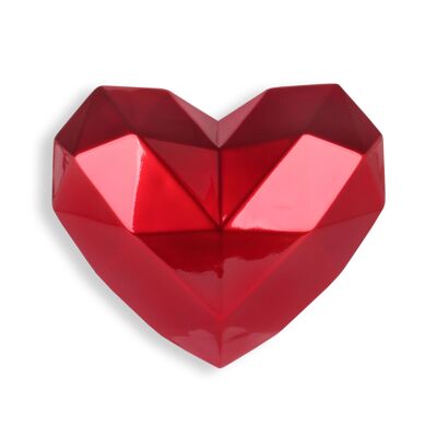 ADM - Resin sculpture 'Faceted heart' - Red color - 26 x 30 x 12 cm