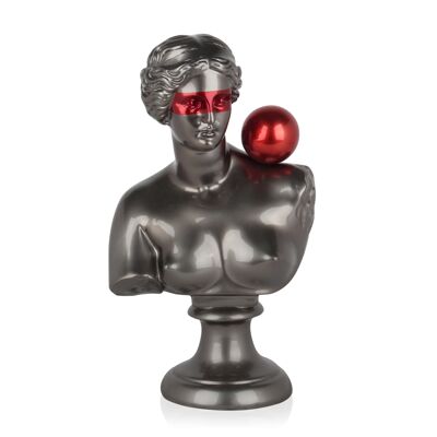 ADM - Escultura de resina 'Busto griego con esfera' - Color antracita - 35 x 21 x 15 cm