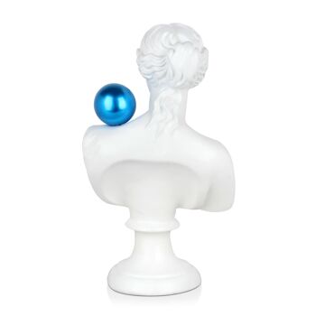 ADM - Sculpture en résine 'Buste grec avec sphère' - Couleur blanche - 35 x 21 x 15 cm 8
