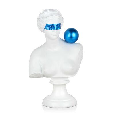 ADM - Escultura de resina 'Busto griego con esfera' - Color blanco - 35 x 21 x 15 cm