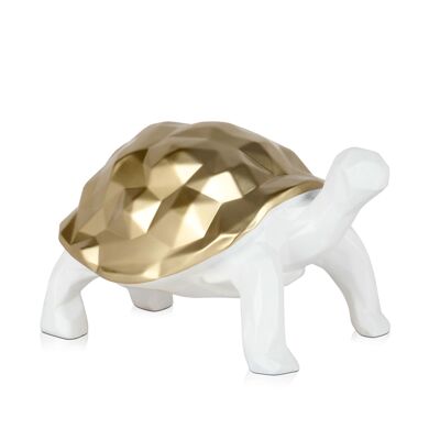 ADM - Scultura in resina 'Tartaruga sfaccettata' - Colore Oro - 21 x 34 x 20 cm