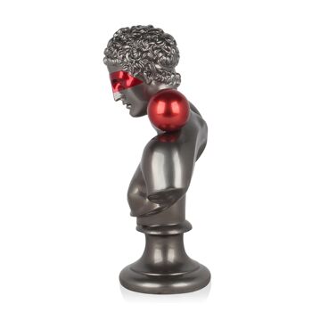 ADM - Sculpture en résine 'Buste grec avec sphère' - Couleur anthracite - 35 x 25 x 15 cm 9