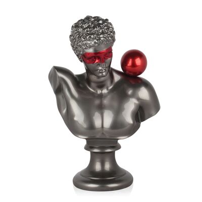 ADM - Escultura de resina 'Busto griego con esfera' - Color antracita - 35 x 25 x 15 cm