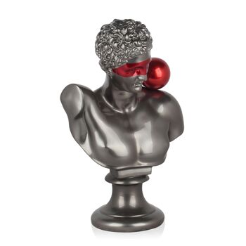 ADM - Sculpture en résine 'Buste grec avec sphère' - Couleur anthracite - 35 x 25 x 15 cm 2