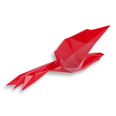 ADM - Sculpture résine 'oiseau origami' - Couleur rouge - 15 x 34 x 20 cm