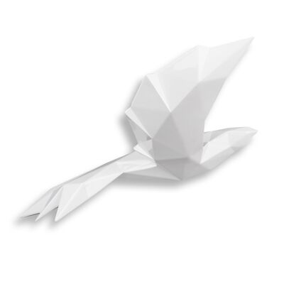 ADM - Escultura de resina 'Pájaro de origami' - Color blanco - 15 x 34 x 20 cm