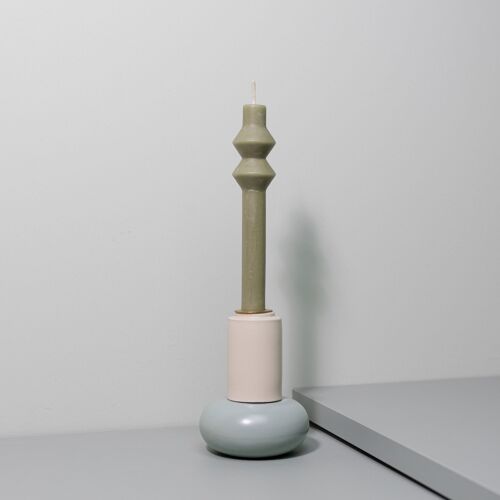 Bundle DELICATO candle holder (green moss+ivory)+ REVERSO candle(sage green)