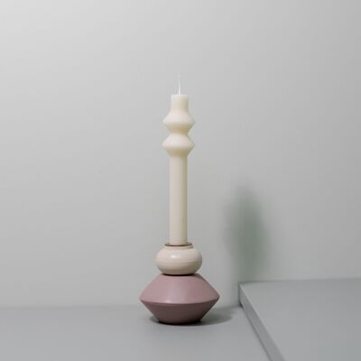 Bundle portacandele UNIFORME (rosa cipria+avorio)+ candela REVERSO (bianco)