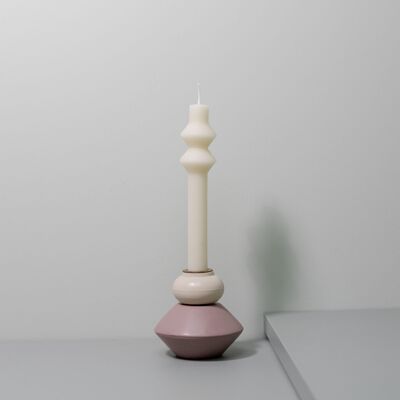 Bundle portacandele UNIFORME (rosa cipria+avorio)+ candela REVERSO (bianco)