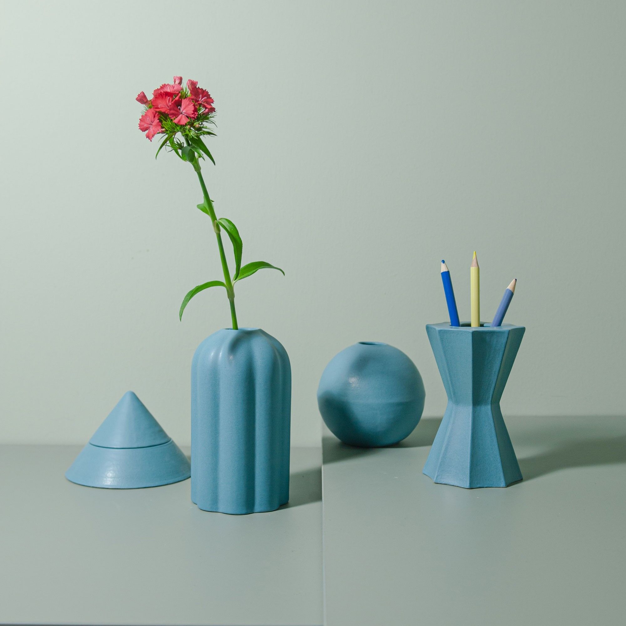 Organizer da scrivania FORME blu 4 pz