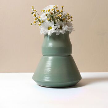 Vase en céramique modulaire EMPATICA vert mousse