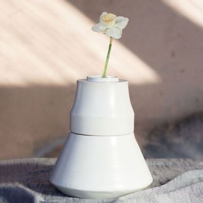 Vase en céramique modulable RIBELLE blanc coton