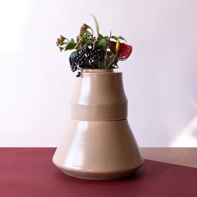 Vase modulaire en céramique EMPATICA rose poudré