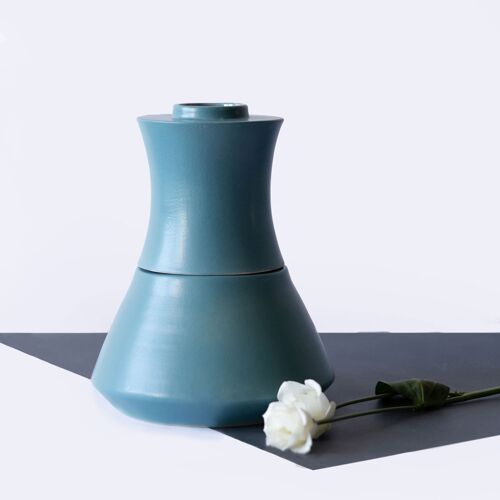 Teal blue RIBELLE Modular Ceramic Vase