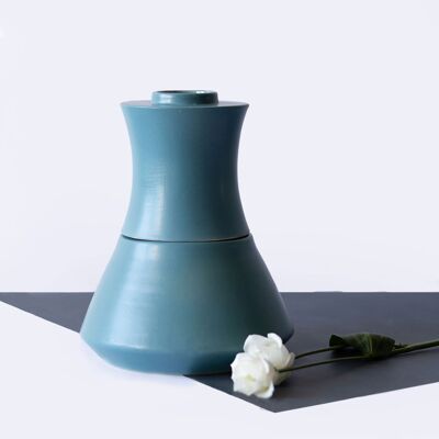 Vaso modulare RIBELLE in ceramica blu ottanio