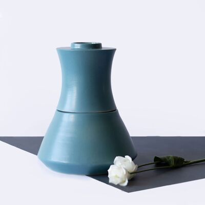 Vase en céramique modulaire RIBELLE bleu canard