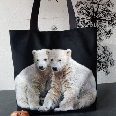 Sac cabas tembo© velours ours blanc