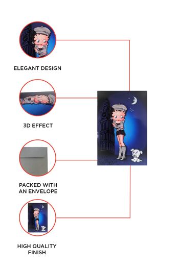 Betty Boop London Decoupage Carte de voeux vierge (3D) 4